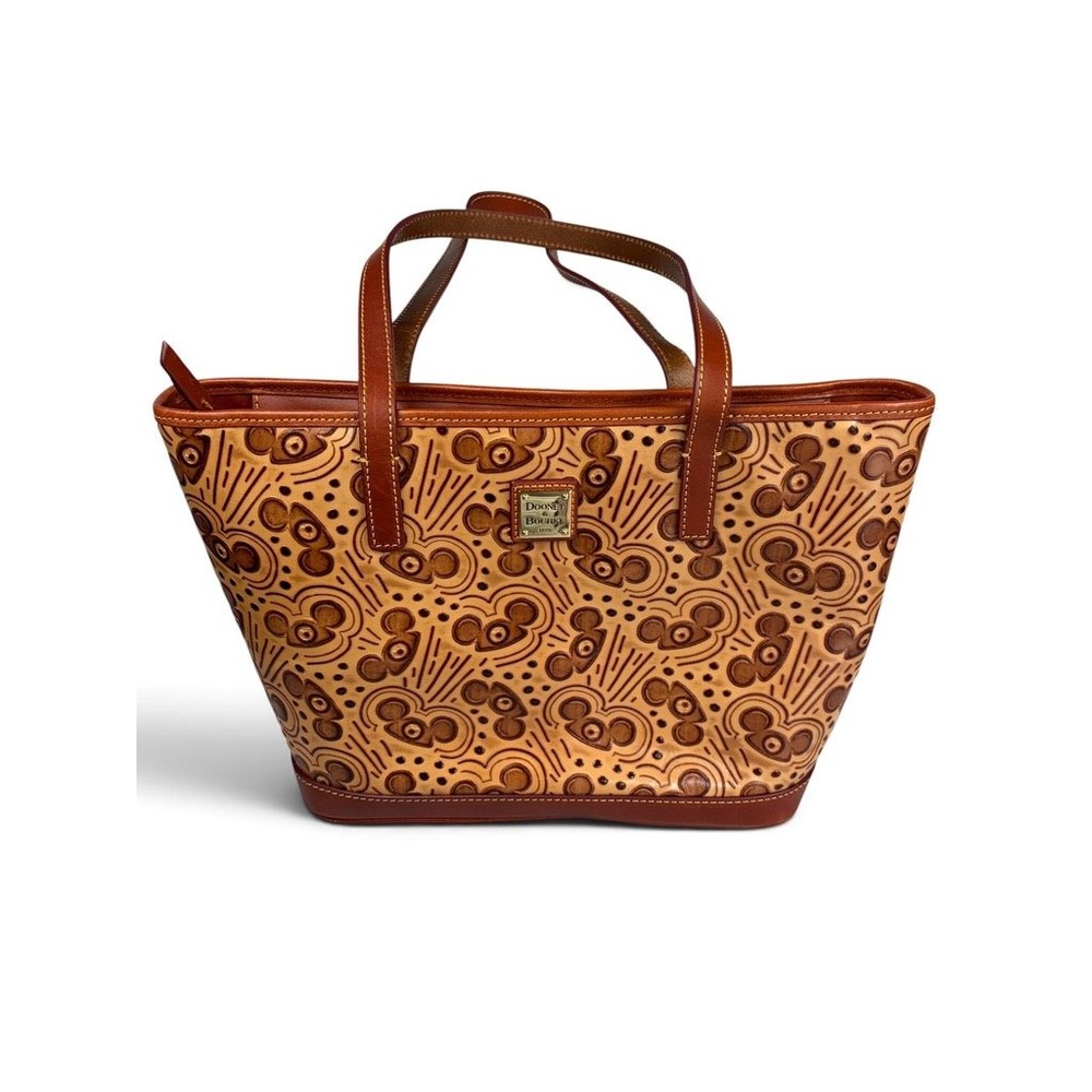 Dooney & Bourke Disney Parks Embossed Leather Mickey Mouse Tote Bag Brown Tan